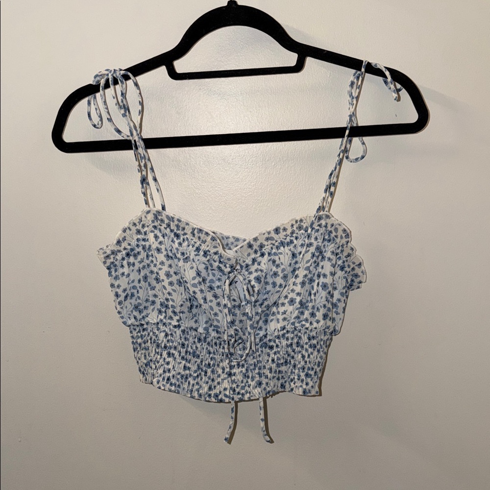 Princess Polly Blue Floral Crop Top